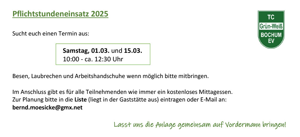 Pflichtstunden 2025