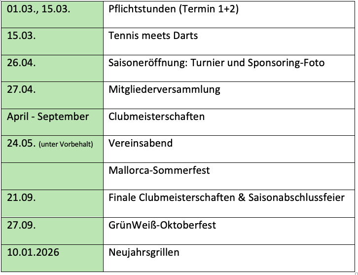 Terminkalender 2025